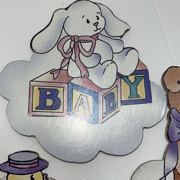 Vintage 1995 Daisy Kingdom Baby 3pc pressed cardboard nursery wall hangings - Picture 5 of 8